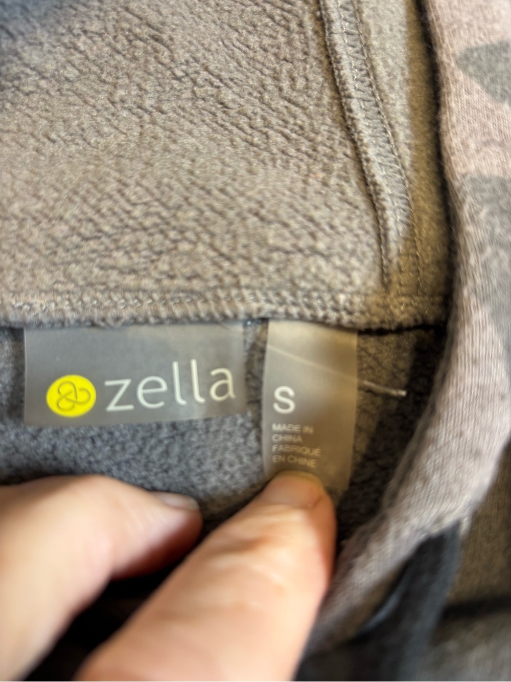Zella Cara Everyday Camo Hoodie Small Gray Fleece Oversized Pullover EUC - Picture 4 of 10